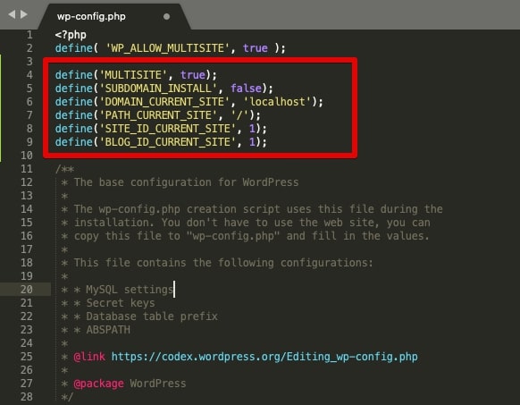 wp-config.php file editing