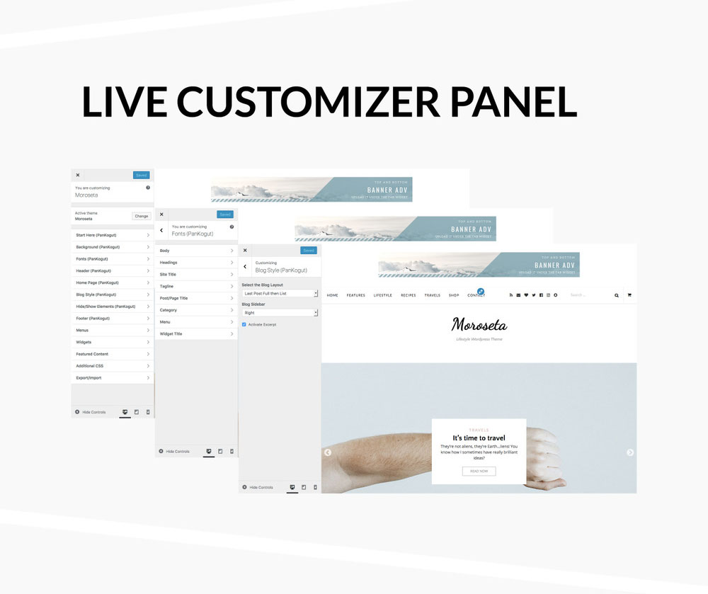 Moroseta WordPress theme live customizer panel image