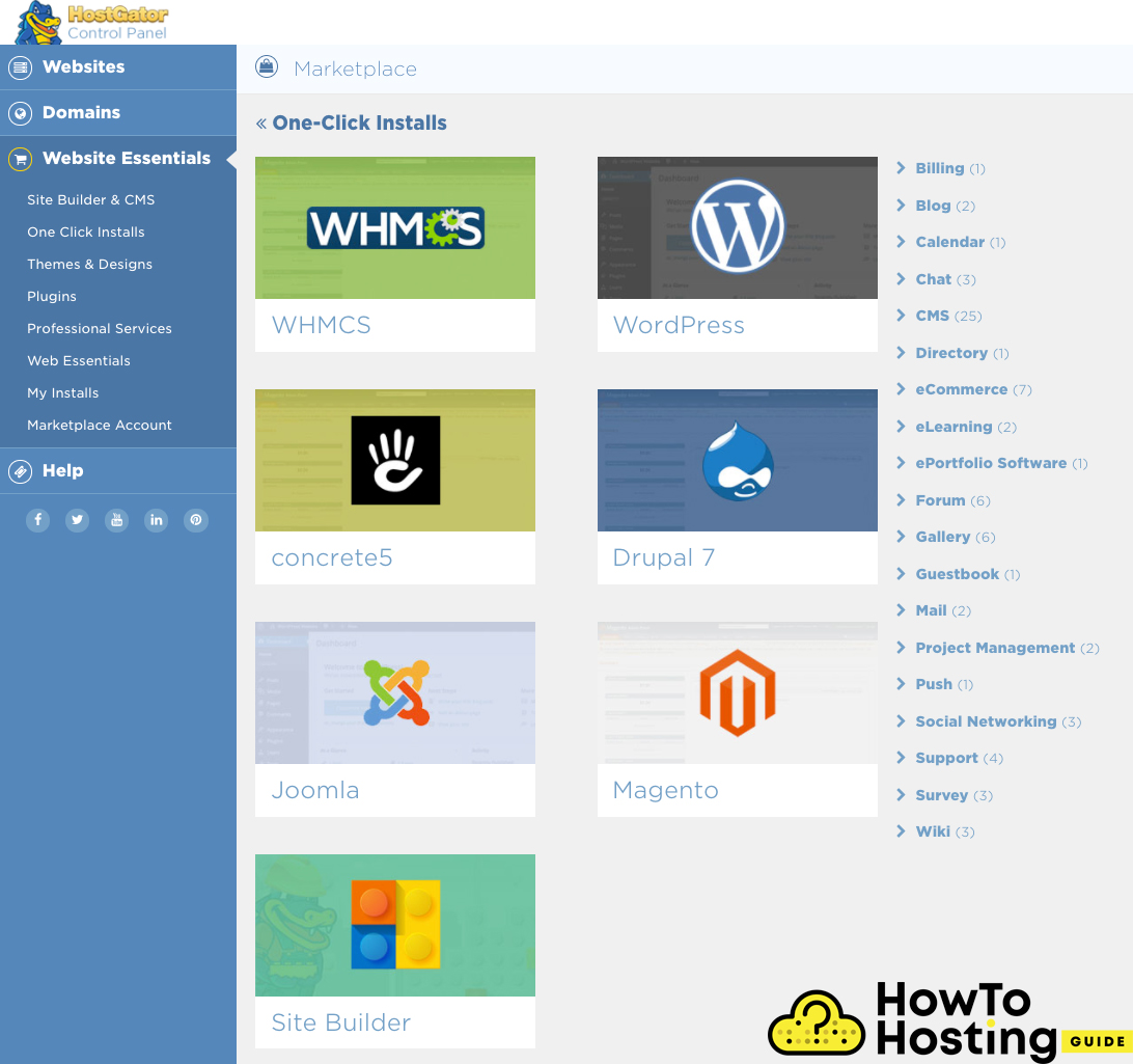 one-click WordPress installation on hostgator image
