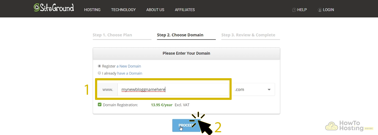 siteground domain choice image
