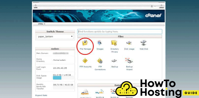 file manager administrative panel in cpanel image