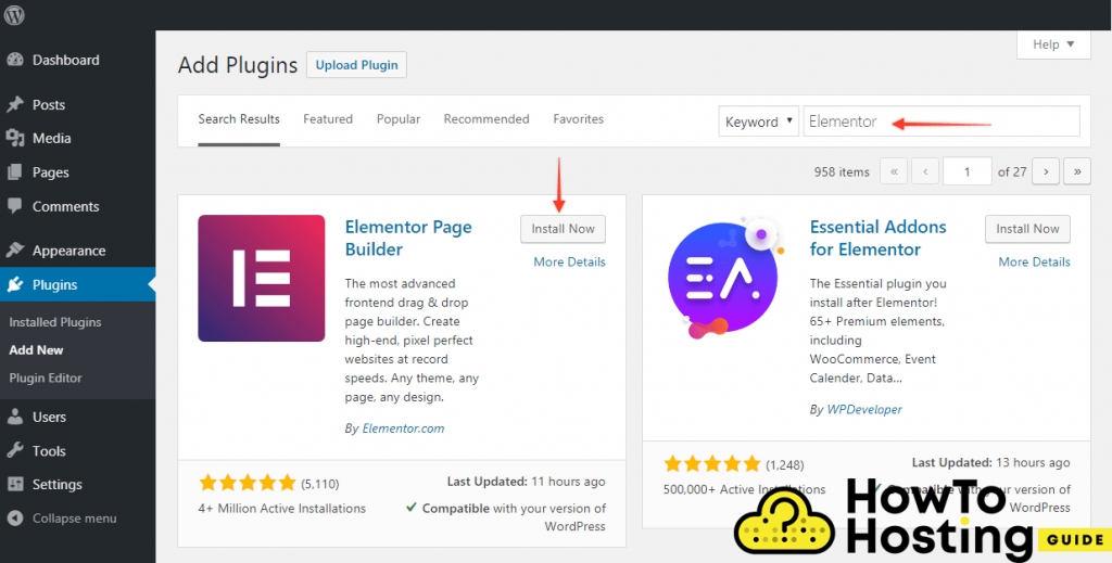 how to install elementor plugin image