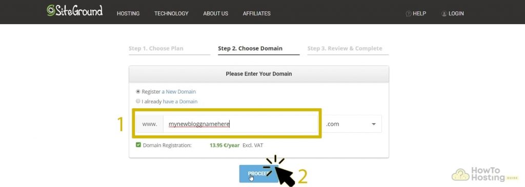 create a blog by getting a domain name from SiteGround