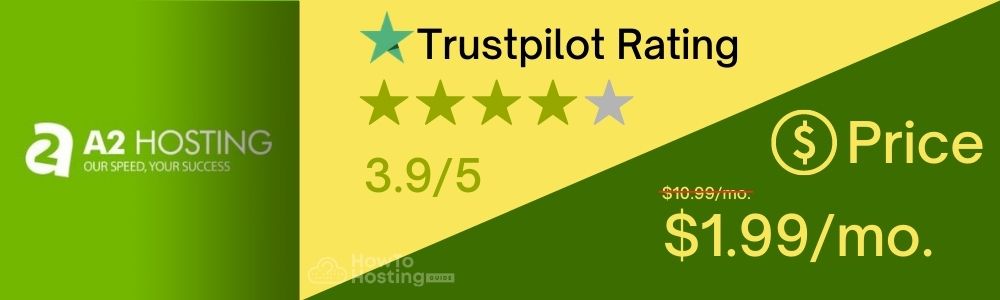 A2 Hosting WordPress hosting Trustpilot rating