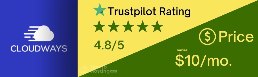 Cloudways WordPress hosting Trustpilot rating 